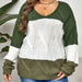 Color-Green-Plus Size Autumn Winter Color Block Crew Neck Comfortable Warm Sweater-Fancey Boutique