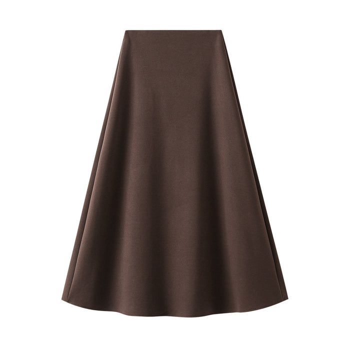 Color-Deep Coffee-Skirt Women A Line Skirt Autumn Winter Brown High Waist Slimming Mid Length Expansion Skirt Skirt-Fancey Boutique
