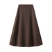 Color-Deep Coffee-Skirt Women A Line Skirt Autumn Winter Brown High Waist Slimming Mid Length Expansion Skirt Skirt-Fancey Boutique