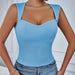 Small Sunken Stripe Slim Fit Slimming Sense of Design Geometric Abstract Collar Flab Hiding Bare Back Top-Fancey Boutique