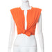 Color-Orange-Women Clothing Summer Loose Cardigan Sleeveless Padded Shoulder Sports Casual Short Top-Fancey Boutique