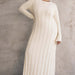 Color-White-Round Neck Long Knitted Dress Autumn Winter Sweater Maxi Dress Solid Color Sexy Dress for Women-Fancey Boutique