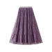 Color-Purple-High End Mesh Pleated Skirt Women Front Back Wear Western A line Skirt College Slimming-Fancey Boutique