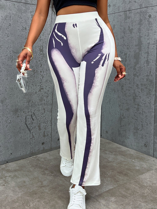 Color-White-Fall Winter Women Clothing Casual Sexy Printed Waist Controlled Straight Casual Pants-Fancey Boutique