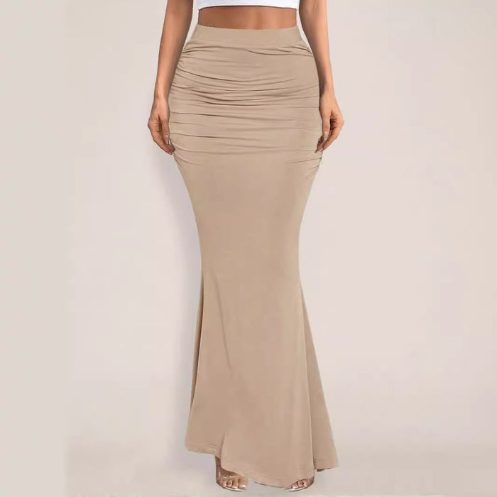 Summer Skirt Sexy Slim Hip Pleated Wide Hem Maxi-Fancey Boutique