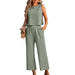 Color-Summer Women Clothing Sleeveless Vest Wide Leg Cropped Pants Casual Two Piece Set-Fancey Boutique