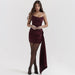 Women Clothing Sexy Bandeau Slim Fit Small Dress Backless Sexy Dress Sweet Spicy Christmas Dress Small Dress-Burgundy-Fancey Boutique