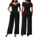 Color-Black-Masson Sexy Solid Color Short Sleeve V-neck Women Jumpsuit-Fancey Boutique