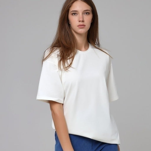 Spring Summer Solid Color T Shirt Women Cotton Short Sleeved Shirt Loose All Match-Fancey Boutique