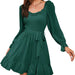 Color-blackish green-Early Spring Chiffon Dress Women Ruffled V neck Fitted Waist Sweet A line Dress-Fancey Boutique