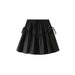 Bow Lace up Puff Short Skirt Women Summer Small A line Skirt Slimming Skirt-Black-Fancey Boutique