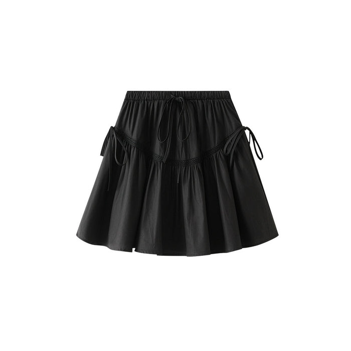 Bow Lace up Puff Short Skirt Women Summer Small A line Skirt Slimming Skirt-Fancey Boutique