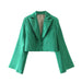 Color-Multi-French Retro Women Clothing Slimming Solid Color Satin Short Blazer-Fancey Boutique