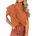 Color-Orange-Fall Solid Color Pullover High Collar Short Sleeved Top Women Simple Thread Sweater Women-Fancey Boutique