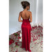 Women Clothing Dress Sexy One Shoulder Slim Fit Slit Maxi Dress Backless Dress Women Evening Dress-Red-Fancey Boutique