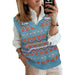 Color-Light Blue-winter Sweater Vest Women Casual Loose V-neck Pullover-Fancey Boutique