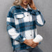 Color-Navy Blue-Thickened Cashmere Long-Sleeved Plaid Jacket Loose Casual shacket Jacket Plush Plaid Jacket Coat for Women-Fancey Boutique