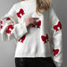 Color-Red-Love Embroidered Crew Neck Autumn Winter Sweater Women Loose Casual Thickening Top Sweater-Fancey Boutique