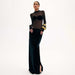 Black Long Sleeve Mesh Velvet Stitching Autumn Winter Long Hip Sexy Dress Slim Fit-Fancey Boutique