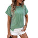 Summer Round Neck Outside Seam Twist Strip Short Sleeve Loose T Shirt Women-Green-Fancey Boutique