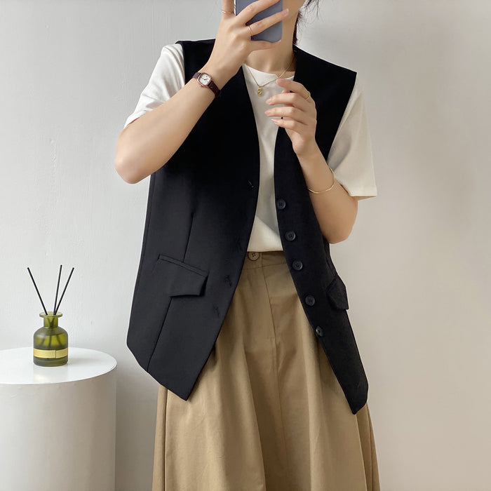 Vest for Women Autumn Korean Loose Sleeveless Single Breasted Vest Cardigan-Fancey Boutique