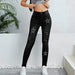 Spring Summer Holes Cut Rotten Contrast Color Printed Denim Skinny Denim Trousers-Fancey Boutique