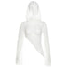 Color-White-Autumn Winter Women Clothing Long Sleeve Sexy Cutout See through Irregular Asymmetric Hooded T shirt for Women-Fancey Boutique