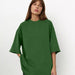 Spring Summer Cotton T Shirt Solid Color Short Sleeve Women Loose Large Version-Blackish Green-Fancey Boutique