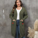 Color-Army Green-Women plus Size Women Clothes Mid Length Woven Sweater Love Double Pocket Lantern Sleeve Sweater Cardigan-Fancey Boutique