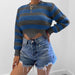 Color-Blue-Autumn Winter Sweaters Independent Site Color Matching Knitwear Wave Hem-Fancey Boutique