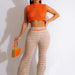 Color-Orange-1-Urban Fashionable Knitted Hand Crochet Outdoor Sports Casual Suit Women Clothing-Fancey Boutique