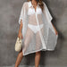 Color-White-Beachwear Vacation Blouse Women Clothing Mesh Patchwork Shirt Collar Irregular Asymmetric Dress Loose Overclothes-Fancey Boutique