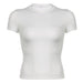 Color-White-Casual Women Wear Solid Color round Neck Pullover Basic T shirt Street Sexy Slim Short Sleeved Tops-Fancey Boutique