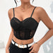 Street Fashionable Black Lace Grenadine Stitching Boning Corset Backless Sexy Sexy Slim Strap Women-Fancey Boutique