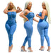 Color-light blue-Casual Tube Top Women Clothing Slim Fit Denim Jumpsuit-Fancey Boutique