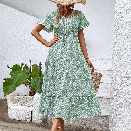 Color-Green-Summer Dress Women Printed Wear Dress-Fancey Boutique