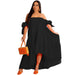 Color-Black-Spring Summer Women Clothing Sexy Off The Shoulder Large Swing Dress-Fancey Boutique