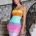 Color-Multi-Dopamine Short Dress Rainbow Color Bandage One Piece Dress Casual Party Mini Dress Direct-Fancey Boutique