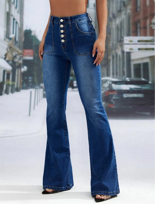 Spring High Waist Single Breasted Denim Trousers High Waist Stretch Skinny Denim Trousers-Fancey Boutique