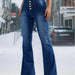 Spring High Waist Single Breasted Denim Trousers High Waist Stretch Skinny Denim Trousers-Fancey Boutique