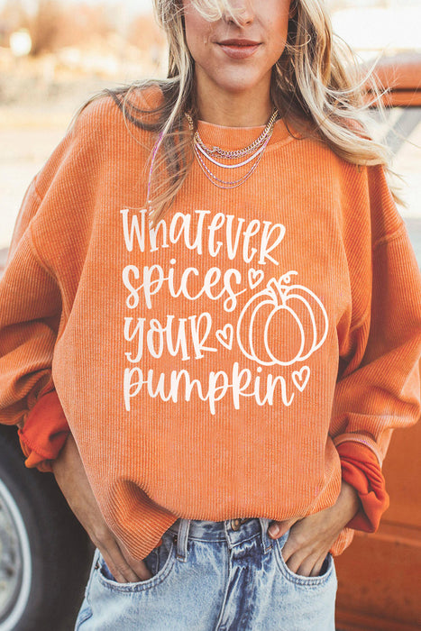 Color-English Pumpkin-Halloween Pumpkin Head Sweater Women Loose round Neck Pullover-Fancey Boutique