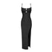 Color-Black-Women Clothing Autumn Shell Suspender Sexy Slit Slim Fit Hip Knitwear Dress-Fancey Boutique