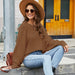 Color-Dark Brown-Women Sweater Idle Autumn Winter Loose Design Base Ride Sweater round Neck Sweater-Fancey Boutique
