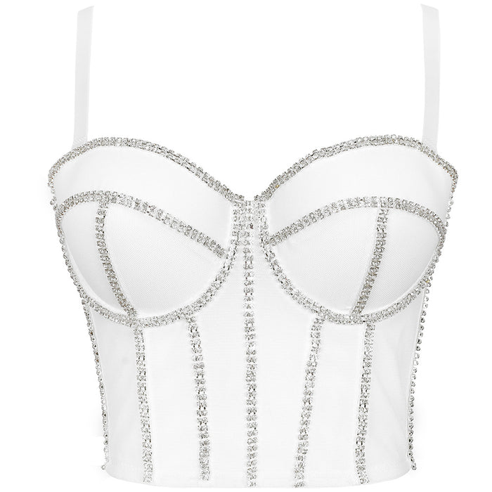 Color-White-Women Summer Outdoor Backless Sexy Bandeau Gather Slim French Boning Corset Boning Corset Corset All Matching Short Women Camisole-Fancey Boutique