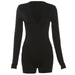 Color-Black-Fall Women Clothing Sexy Low Necked Close Fitting Long Sleeve High Waist Solid Color Romper-Fancey Boutique