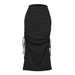 Color-Black-Slit Knitted Slim Skirt Pleated Tie Sexy Sheath Women Clothing Skirt-Fancey Boutique