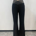 Women Clothing Fall Hollowed out High Waist Casual Ladies Straight Leg Pants-Black-Fancey Boutique