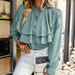 Color-Light Green-Office Long Sleeved Shirt Spring Autumn Women Wear Casual-Fancey Boutique