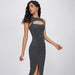 Sexy Slim Sexy Hollow Out Cutout Design Sneaky Design Side Split Dress-Fancey Boutique