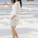 Women Linen Shirt Shorts Casual Set Loose Casual Laid Back Cotton Linen Shirt Two Piece Set-White-Fancey Boutique